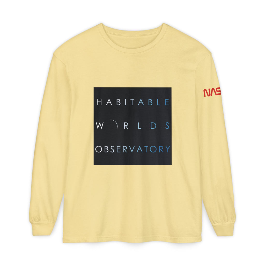 Habitable Worlds Observatory Long Sleeve Tee — NASA Sleeve Logo