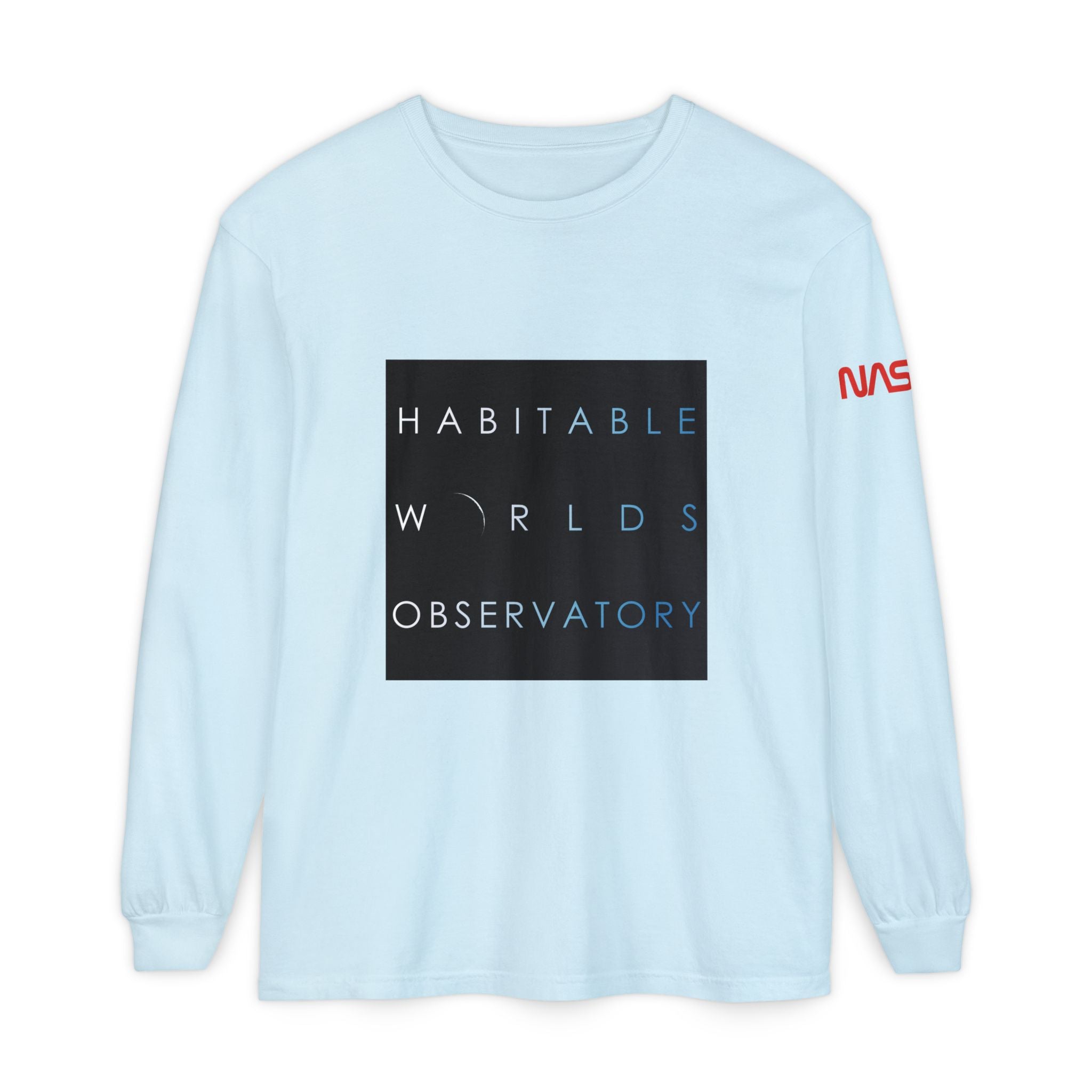 Habitable Worlds Observatory Long Sleeve Tee — NASA Sleeve Logo