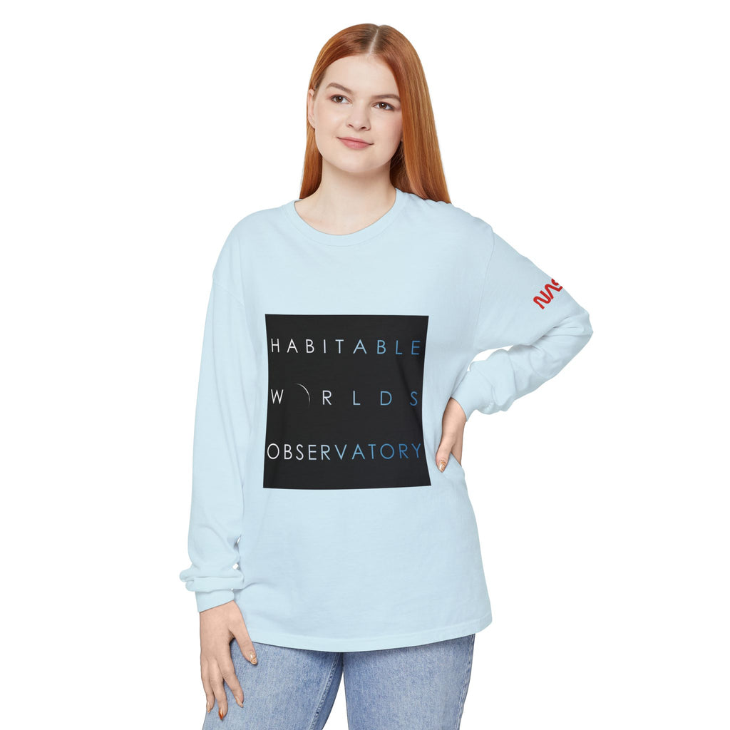 Habitable Worlds Observatory Long Sleeve Tee — NASA Sleeve Logo