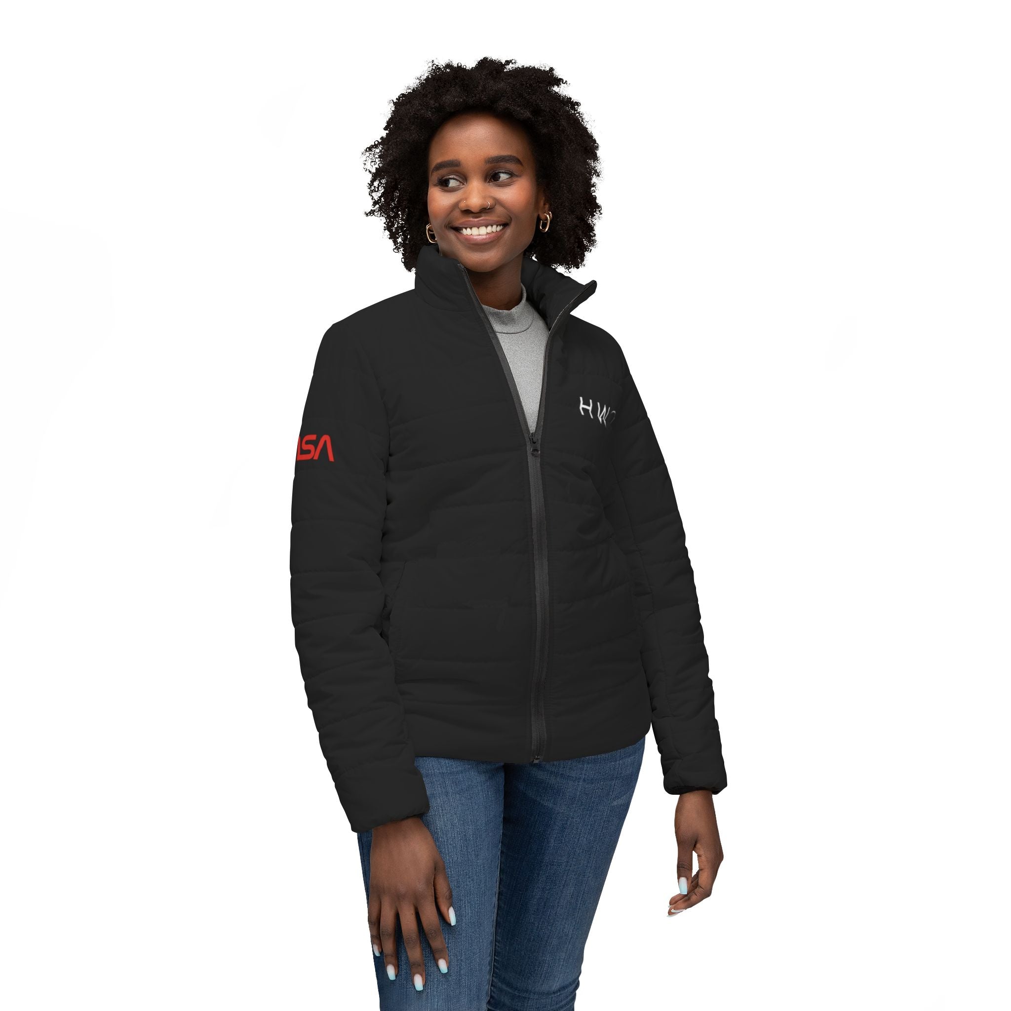 Woman's Puffer Jacket with NASA Worm and Observatory Logo