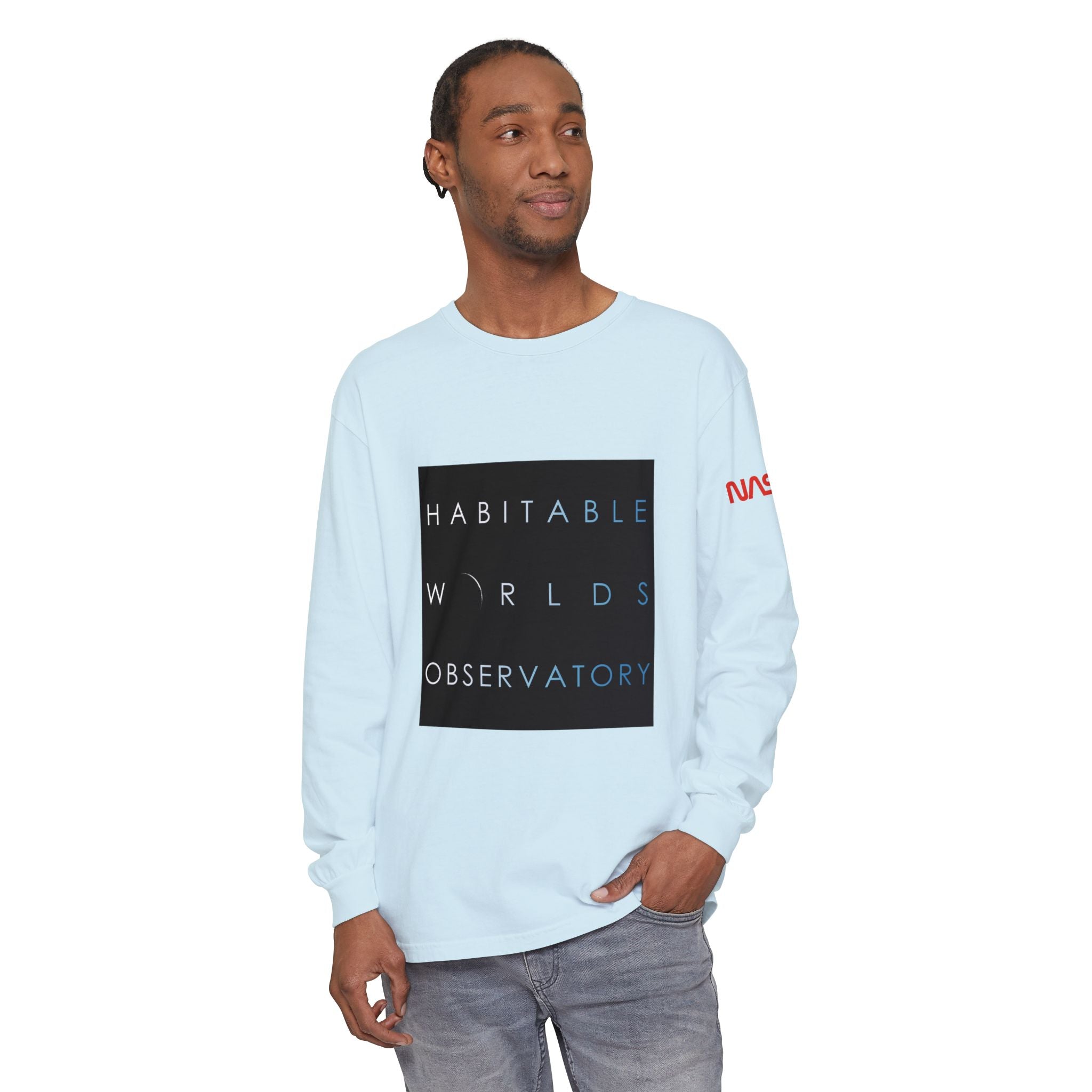 Habitable Worlds Observatory Long Sleeve Tee — NASA Sleeve Logo
