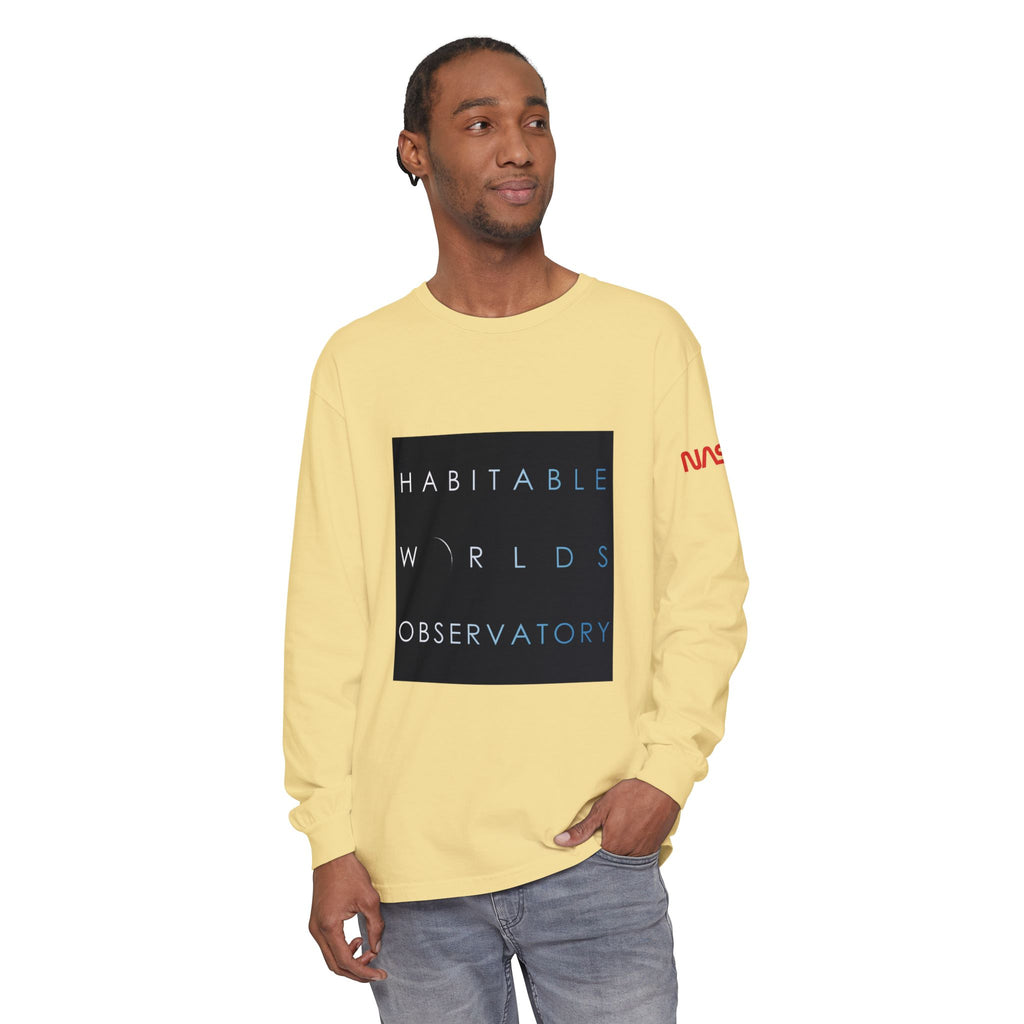 Habitable Worlds Observatory Long Sleeve Tee — NASA Sleeve Logo