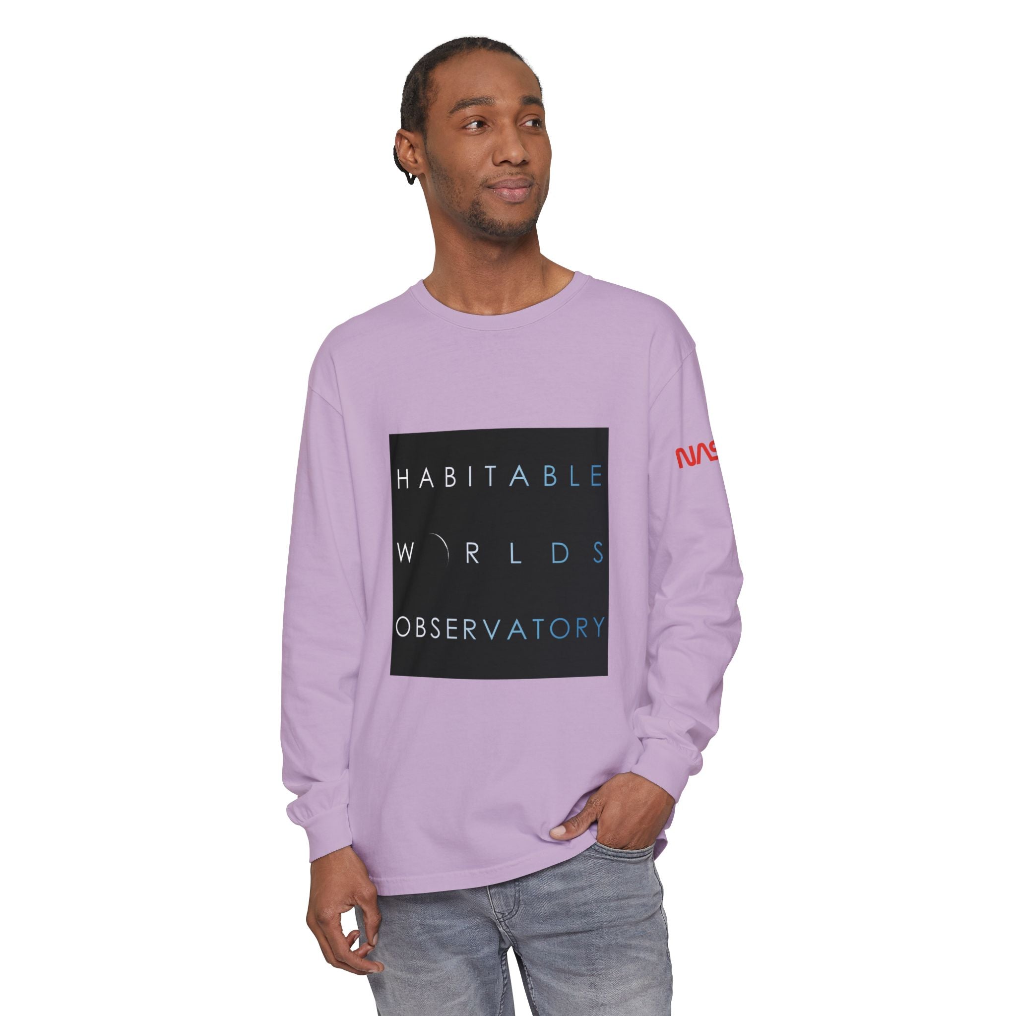 Habitable Worlds Observatory Long Sleeve Tee — NASA Sleeve Logo