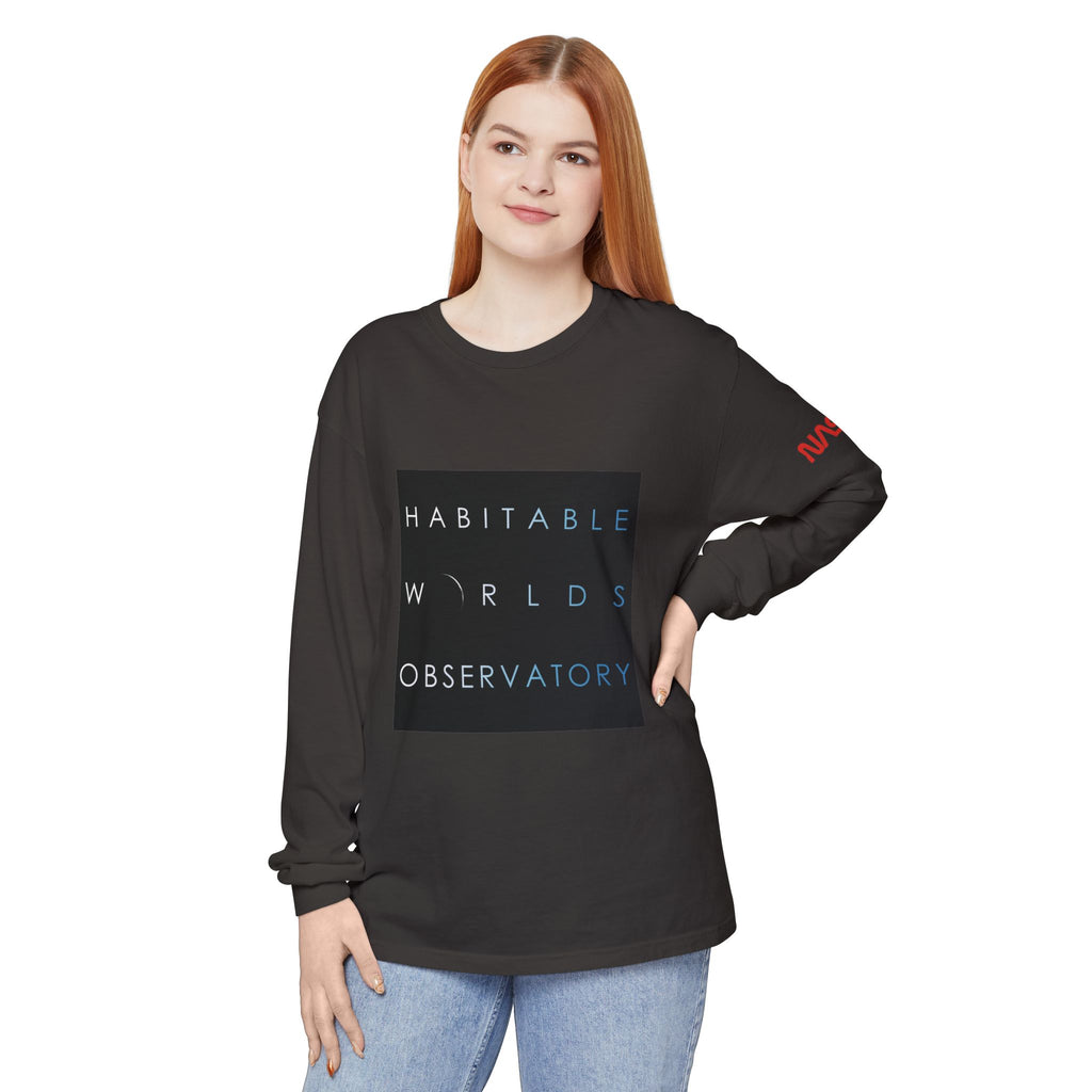 Habitable Worlds Observatory Long Sleeve Tee — NASA Sleeve Logo