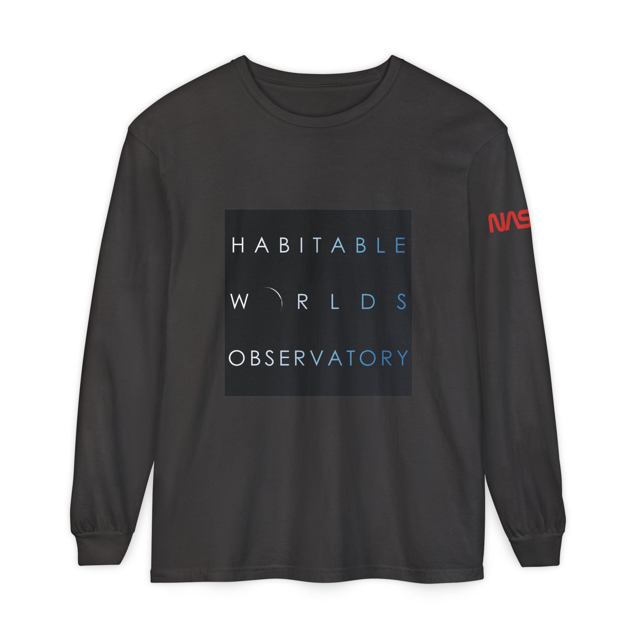 Habitable Worlds Observatory Long Sleeve Tee — NASA Sleeve Logo